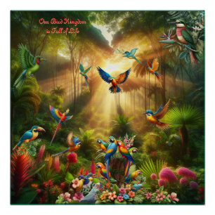 Kleurrijke tropische vogels tussen levendige, weel perfect poster