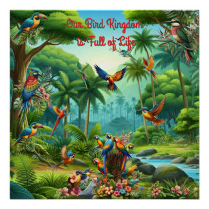 Kleurrijke tropische vogels tussen levendige, weel perfect poster