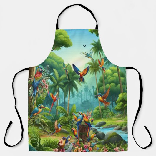 Kleurrijke tropische vogels tussen levendige, weel schort (Voorkant)