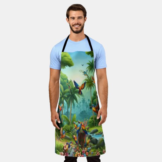 Kleurrijke tropische vogels tussen levendige, weel schort (Gedragen)