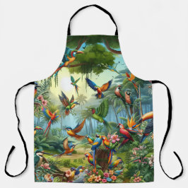 Kleurrijke tropische vogels tussen levendige, weel schort