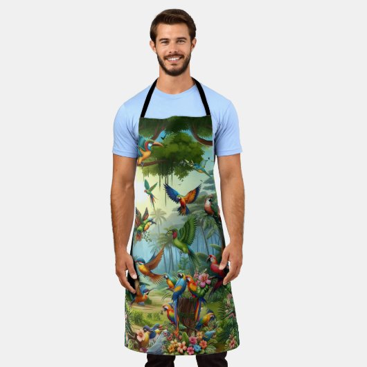 Kleurrijke tropische vogels tussen levendige, weel schort (Gedragen)