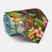 Kleurrijke tropische vogels tussen levendige, weel stropdas (Opgerold)