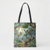 Kleurrijke tropische vogels tussen levendige, weel tote bag (Voorkant)