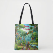 Kleurrijke tropische vogels tussen levendige, weel tote bag (Voorkant)