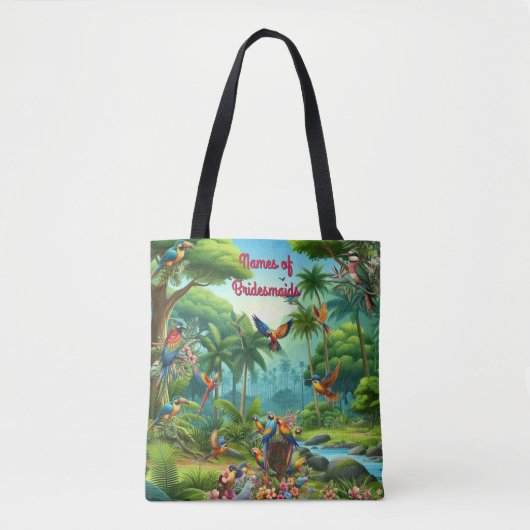 Kleurrijke tropische vogels tussen levendige, weel tote bag (Voorkant)
