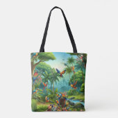 Kleurrijke tropische vogels tussen levendige, weel tote bag (Achterkant)