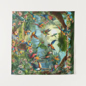 Kleurrijke tropische vogels tussen levendige, weel wandkleed (Voorkant (horizontaal))