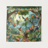 Kleurrijke tropische vogels tussen levendige, weel wandkleed (Voorkant)