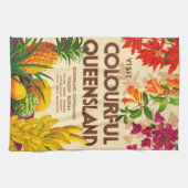 Kleurrijke tropische vruchten en bloemen theedoek (Horizontaal)