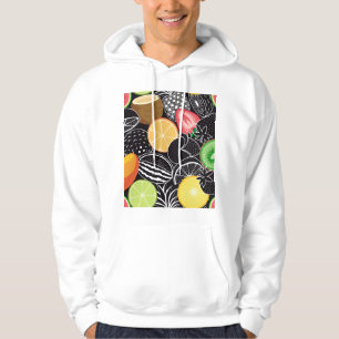 Kleurrijke tropische vruchten, zwarte achtergrond. hoodie