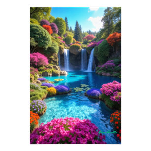 Kleurrijke Tropische Waterval Droomlandschap Kunst Foto Afdruk