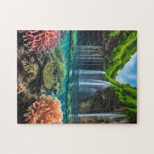 Kleurrijke tropische waterval legpuzzel (Horizontaal)