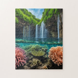 Kleurrijke tropische waterval legpuzzel