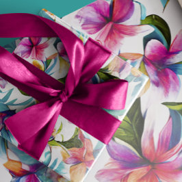 Kleurrijke Tropische Waterverf Floral Hawaiian Cadeaupapier