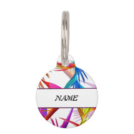 Kleurrijke, Tropische Witte Basis van het Oversein Huisdierpenning