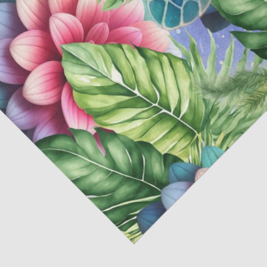 Kleurrijke Tropische Zeeen Schildpadden Mama & Bab Tissuepapier (Detail)