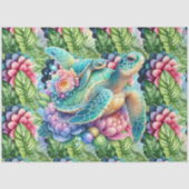 Kleurrijke Tropische Zeeen Schildpadden Mama & Bab Tissuepapier (Voorkant)