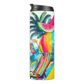 Kleurrijke tropische zomer aangepaste naam thermosbeker (Geroteerd rechts)