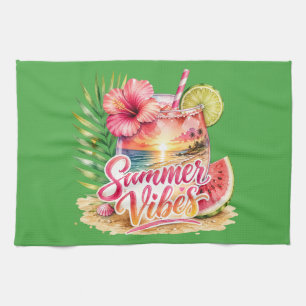 Kleurrijke Tropische Zomer Keukenhanddoek