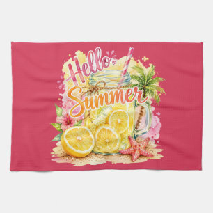 Kleurrijke Tropische Zomer Keukenhanddoek