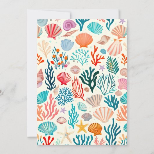 Kleurrijke tropische zomer koraal zeeschelp aankondiging (Voorkant)
