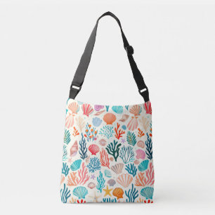 Kleurrijke tropische zomer koraal zeeschelp crossbody tas