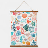 Kleurrijke tropische zomer koraal zeeschelp hangend wandkleed (Voorkant)