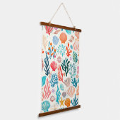 Kleurrijke tropische zomer koraal zeeschelp hangend wandkleed (Gebogen)