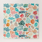 Kleurrijke tropische zomer koraal zeeschelp legpuzzel (Horizontaal)