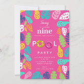 Kleurrijke Tropische Zomer Verjaardag Pool Party Kaart (Voorkant)