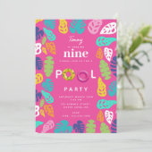 Kleurrijke Tropische Zomer Verjaardag Pool Party Kaart (Staand voorkant)