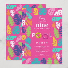 Kleurrijke Tropische Zomer Verjaardag Pool Party Kaart