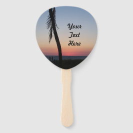 Kleurrijke tropische zonsondergang op handbediende handwaaier