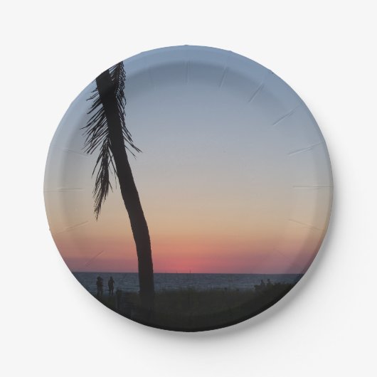 Kleurrijke tropische zonsondergang op papieren bor papieren bordje (Voorkant)