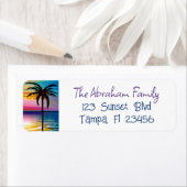 Kleurrijke Tropische Zonsondergang Reflectie Etiket (Insitu)