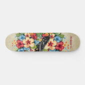 Kleurrijke tropische zwarte raaf persoonlijk skateboard (Horizontaal)