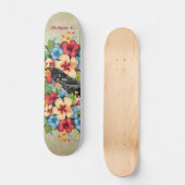 Kleurrijke tropische zwarte raaf persoonlijk skateboard (Voorkant)
