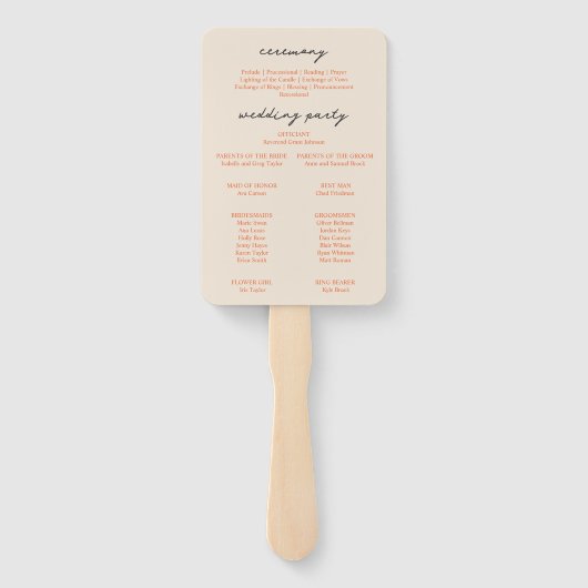 Kleurrijke Trouwceremonie Programma Hand Fan Handwaaier (Achterkant)