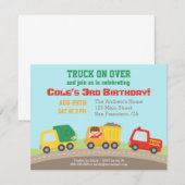 Kleurrijke Truck Boys Verjaardagsfeest Uitnodiging (Voorkant / Achterkant)