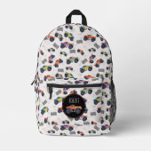 Kleurrijke Trucks Racing Kinder Custom Name Bedrukte Rugzak (Voorkant)