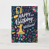 Kleurrijke Trumpet Muzikant Verjaardag Kaart (Voorkant)