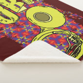 Kleurrijke Tuba tekst en patroon Sherpa Deken (3/4)