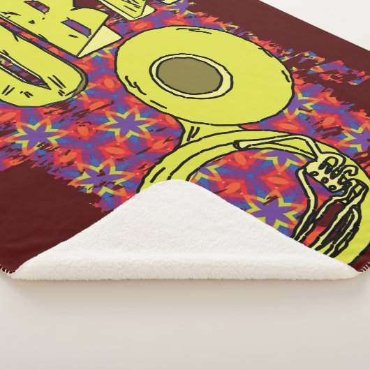 Kleurrijke Tuba tekst en patroon Sherpa Deken (3/4)