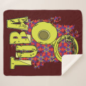 Kleurrijke Tuba tekst en patroon Sherpa Deken (Voorkant (horizontaal))