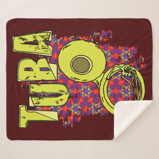 Kleurrijke Tuba tekst en patroon Sherpa Deken (Voorkant (horizontaal))