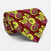 Kleurrijke Tuba tekst en patroon Stropdas (Opgerold)
