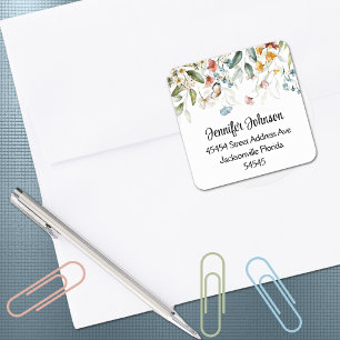 Kleurrijke Tuin Baby Shower Bloemendrop Adres Vierkante Sticker