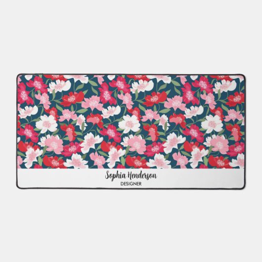 Kleurrijke tuin bloemen aangepaste tekst schattige bureaumat (Voorkant)
