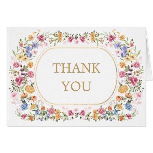Kleurrijke tuin bloemen blanco bruiloft dank u (Voorkant Horizontaal)